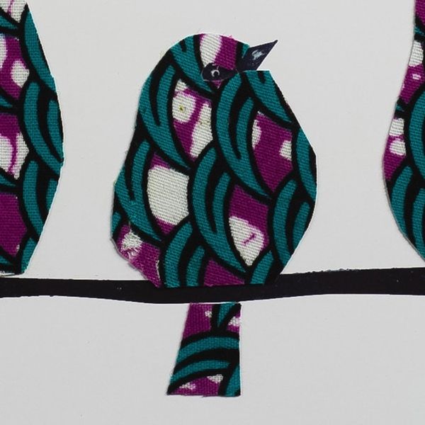 Alternate image for Matted Bird Painting on Cardstock Happy Family IV