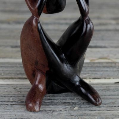 Alternate image for Hand-Carved Ebony Wood Sculpture from Ghana Thoughtful Man