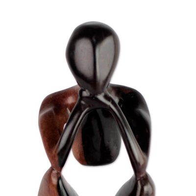 Alternate image for Hand-Carved Ebony Wood Sculpture from Ghana Thoughtful Man