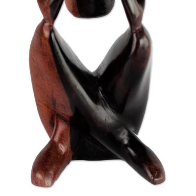 Alternate image for Hand-Carved Ebony Wood Sculpture from Ghana Thoughtful Man