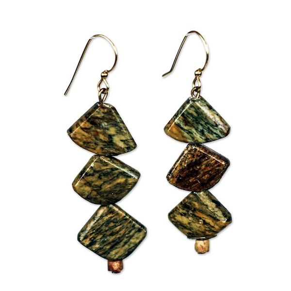 Alternate image for Natural Soapstone and Bauxite Beaded Dangle Earrings Fascinating Delight