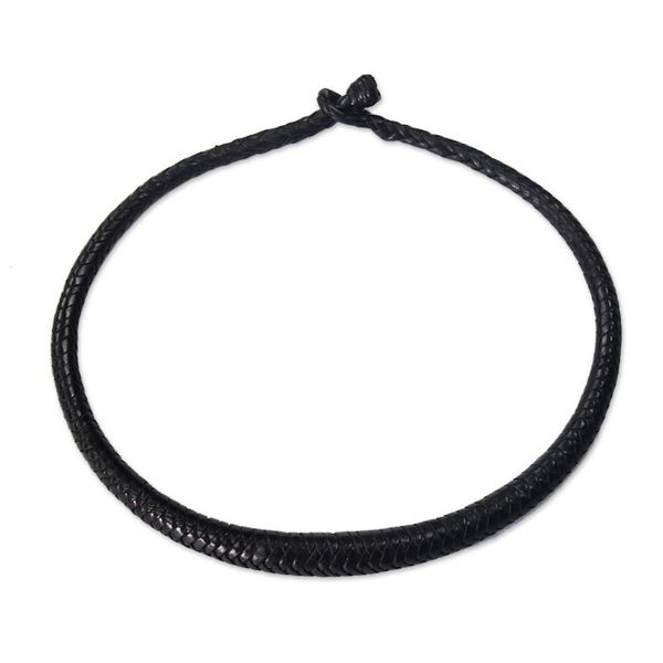 Alternate image for Black Hand-Braided Leather Necklace from Ghana Mpusia in Black