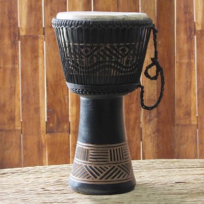 Alternate image for Wood Djembe Drum with Kente Symbols Ultimate