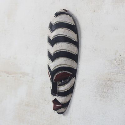 Alternate image for African Zebra Motif Wood Wall Mask from Ghana Zebra Curves