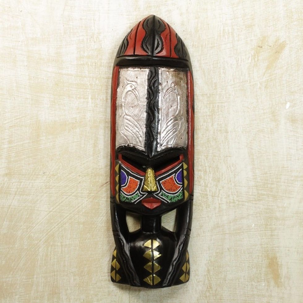 African Wood Mask 'Shower of Blessings'