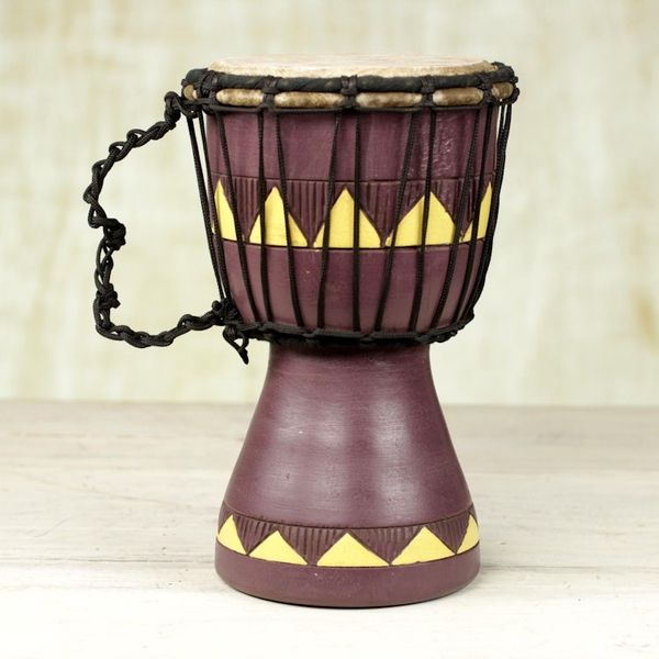 Alternate image for Authentic African Mini Djembe Drum Crafted by Hand African Aubergine