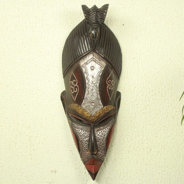 Alternate image for Artisan Carved Authentic African Mask from Ghana The Earth is Potent