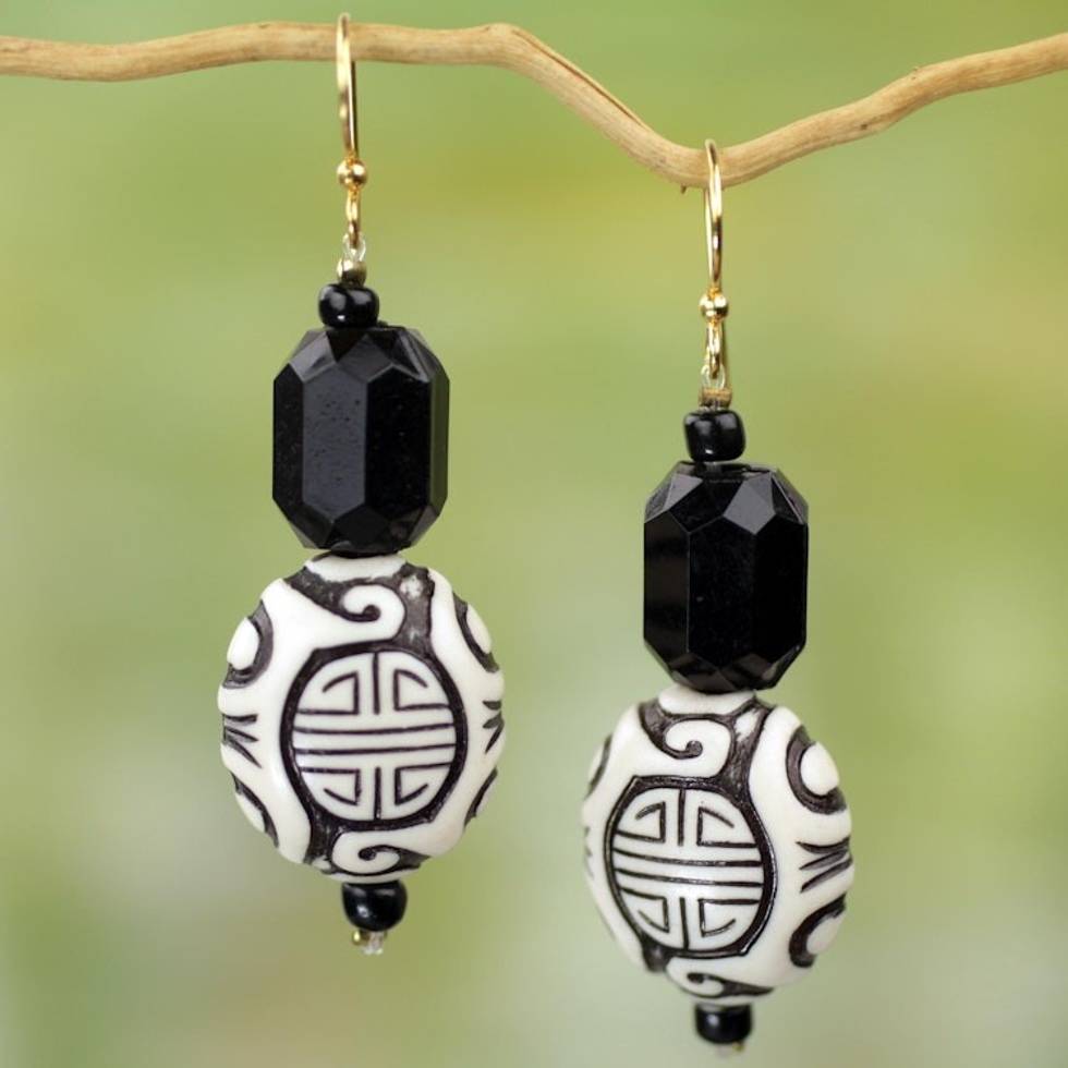 Chinese Theme Recycled Plastic Earrings from Ghana 'Gift from Asia'