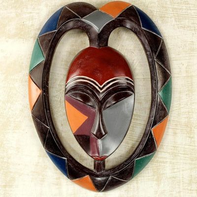 Alternate image for Heart Shaped Kwele Protective Wood Mask Handmade African Art Kwele Mask III
