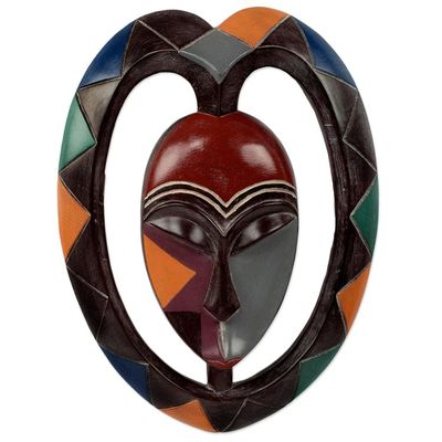 Alternate image for Heart Shaped Kwele Protective Wood Mask Handmade African Art Kwele Mask III
