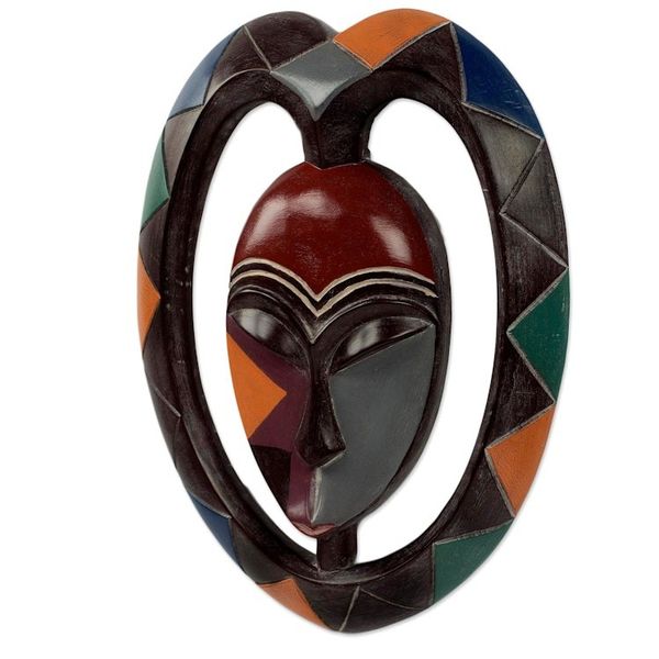 Alternate image for Heart Shaped Kwele Protective Wood Mask Handmade African Art Kwele Mask III