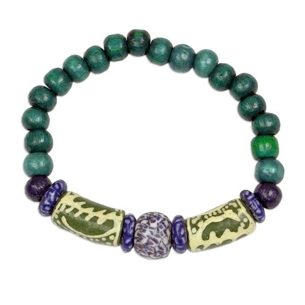 Alternate image for Eco-Friendly Sese Wood and Glass Beaded Bracelet Seaside Beauty