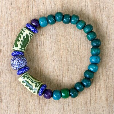 Alternate image for Eco-Friendly Sese Wood and Glass Beaded Bracelet Seaside Beauty