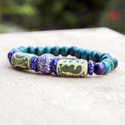 Alternate image for Eco-Friendly Sese Wood and Glass Beaded Bracelet Seaside Beauty
