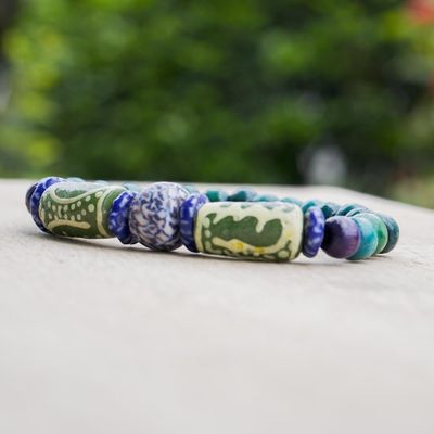 Alternate image for Eco-Friendly Sese Wood and Glass Beaded Bracelet Seaside Beauty