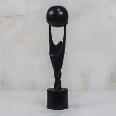 Alternate image for Hand Carved Wood Sculpture Hold the World Gently II
