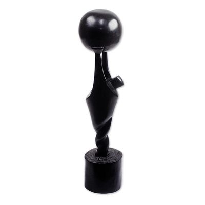 Alternate image for Hand Carved Wood Sculpture Hold the World Gently II