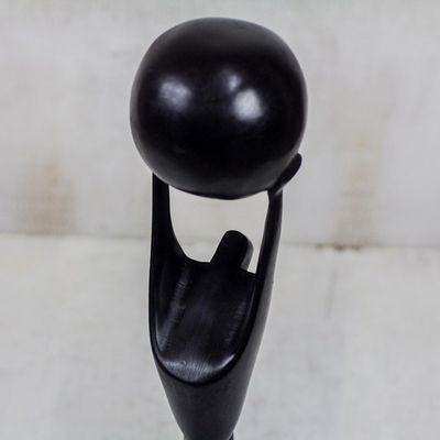 Alternate image for Hand Carved Wood Sculpture Hold the World Gently II