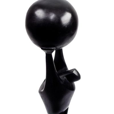 Alternate image for Hand Carved Wood Sculpture Hold the World Gently II