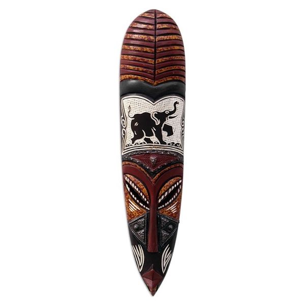 Alternate image for Sese Wood and Aluminum Elephant-Themed Mask Akono
