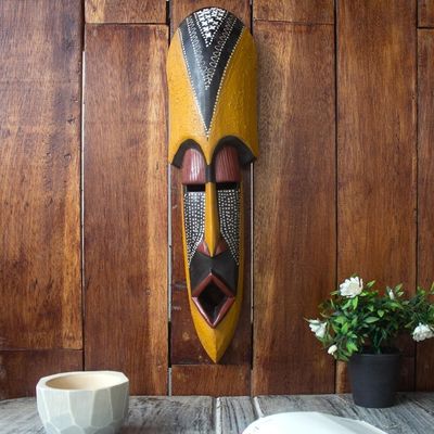 Alternate image for Carved Wood Authentic African Mask Akan Friend