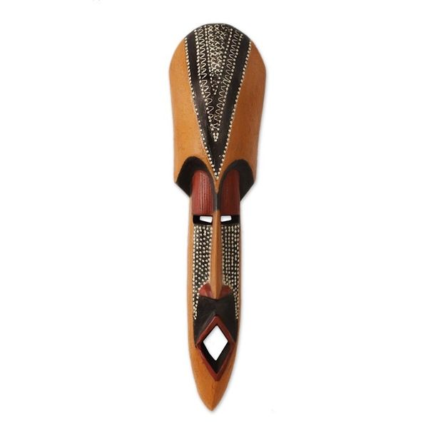 Alternate image for Carved Wood Authentic African Mask Akan Friend