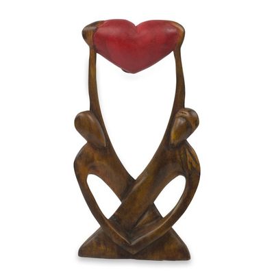 Alternate image for Hand Carved African Abstract Wood Sculpture of Lovers United Lovers