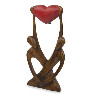 Alternate image for Hand Carved African Abstract Wood Sculpture of Lovers United Lovers