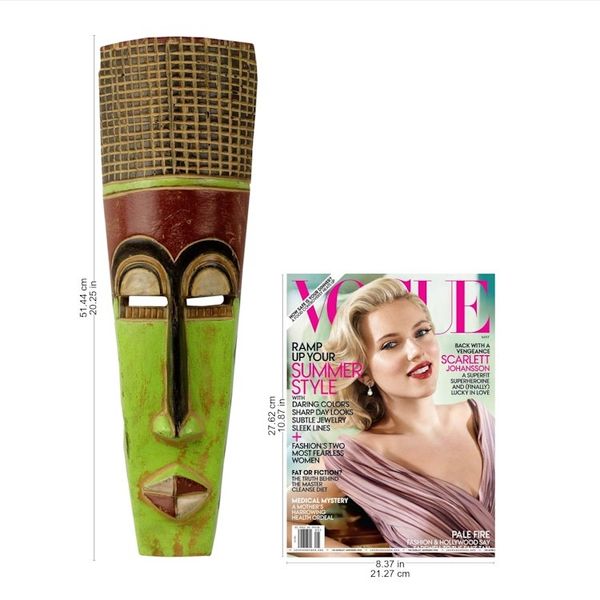Alternate image for Slender 20-Inch Hand Carved Neon Green West African Mask Tall Man
