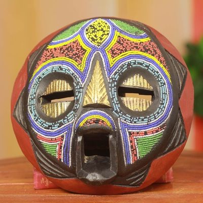 Alternate image for Hand Beaded Nigerian Wood Mask My Beautiful Woman
