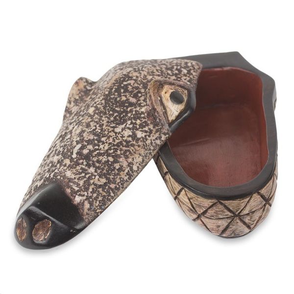 Alternate image for Hand Carved Wood Crocodile Head Decorative Box Crocodile Jewels