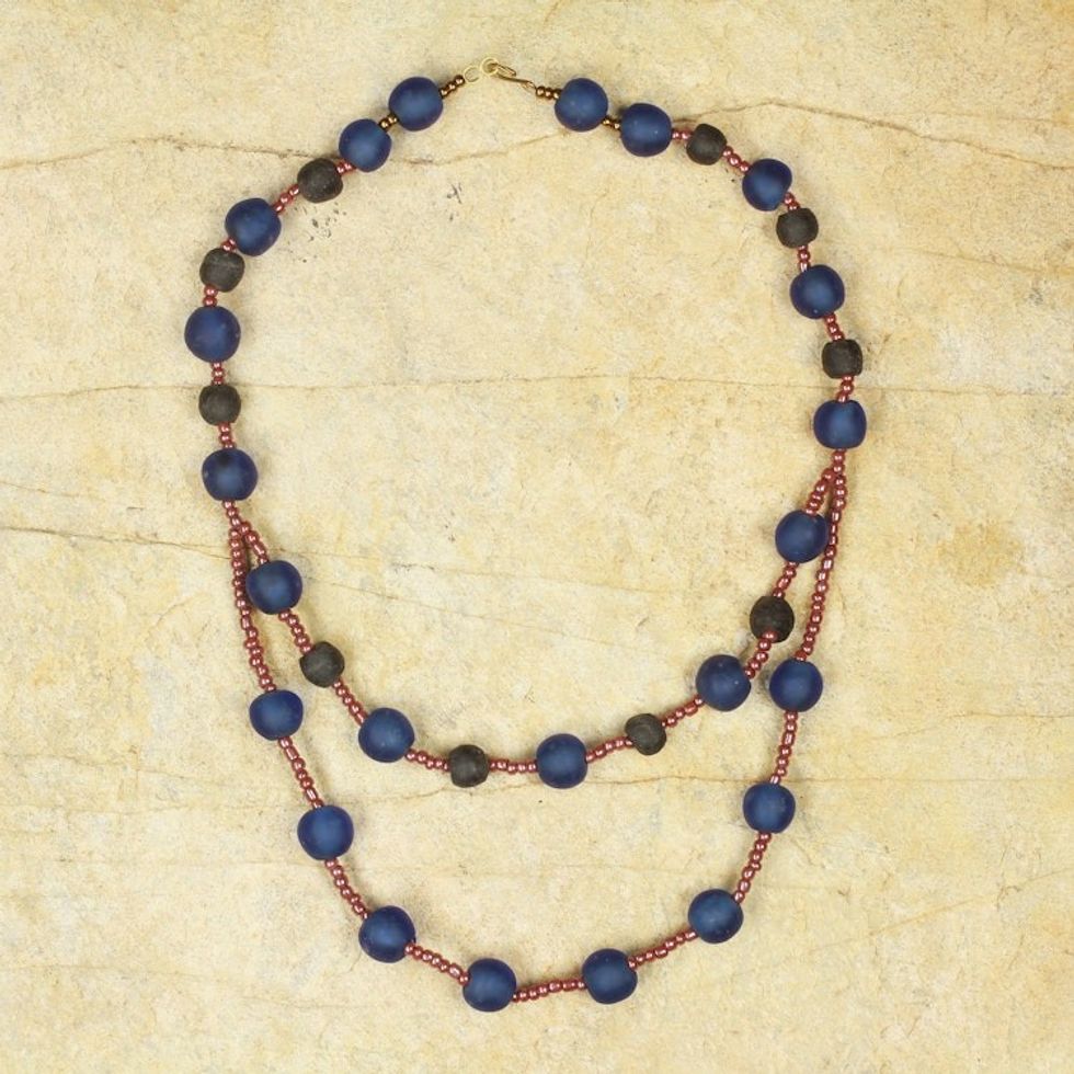 Recycled Glass Eco Friendly African Necklace 'Royalty'