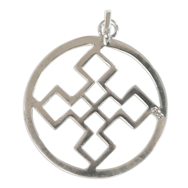 Alternate image for Sterling Silver Round Pendant with Geometric Icon from Ghana Authentic Core
