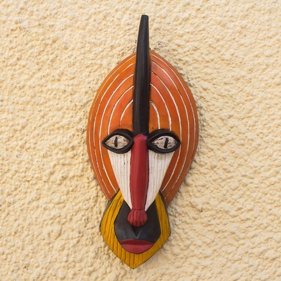 Ghanaian Hand Carved Wood Mask 'Ghanaian Monkey'