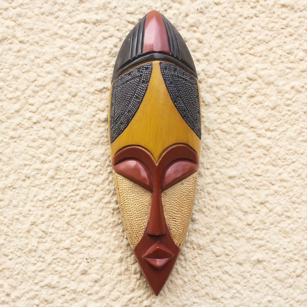 Hand Crafted African Wood and Metal Mask 'God is Good'
