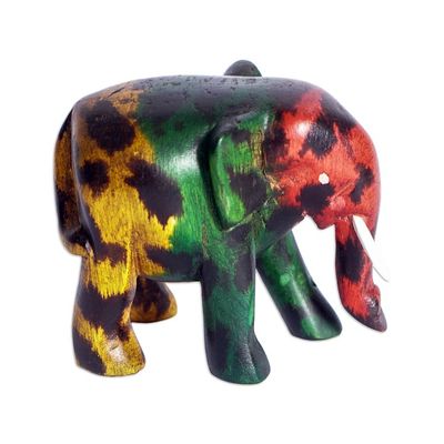 Alternate image for Hand-Painted Multicolor Elephant Sese Wood Figurine Culture Elephant I