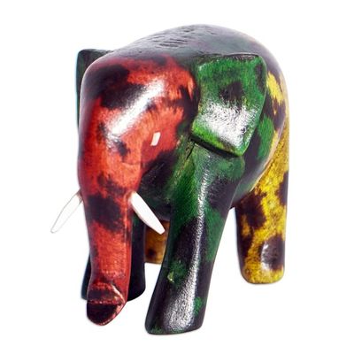 Alternate image for Hand-Painted Multicolor Elephant Sese Wood Figurine Culture Elephant I
