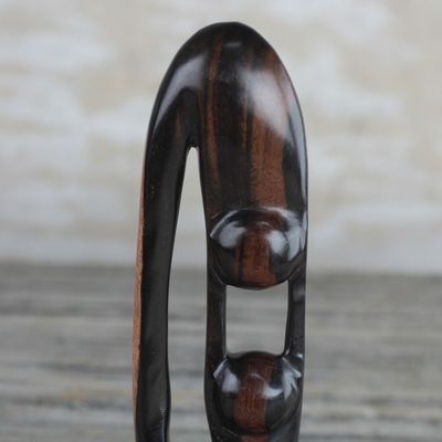 Alternate image for Ebony Wood Hand Carved Sculpture of Two Figures from Ghana Balance and Strength