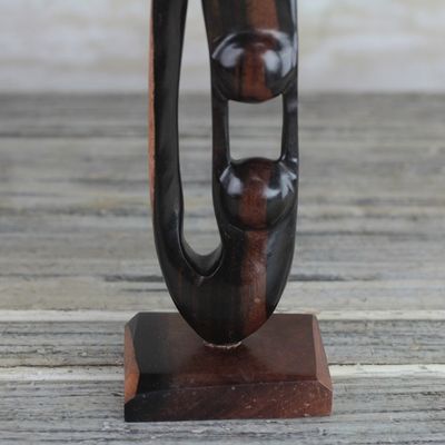 Alternate image for Ebony Wood Hand Carved Sculpture of Two Figures from Ghana Balance and Strength