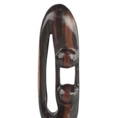Alternate image for Ebony Wood Hand Carved Sculpture of Two Figures from Ghana Balance and Strength