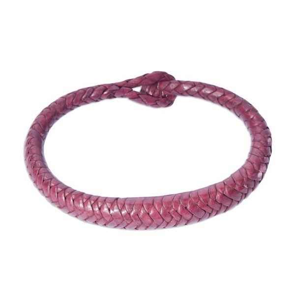Alternate image for Handcrafted Braided Leather Bracelet in Crimson Crimson Grace