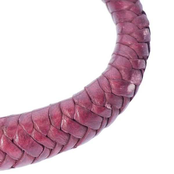 Alternate image for Handcrafted Braided Leather Bracelet in Crimson Crimson Grace