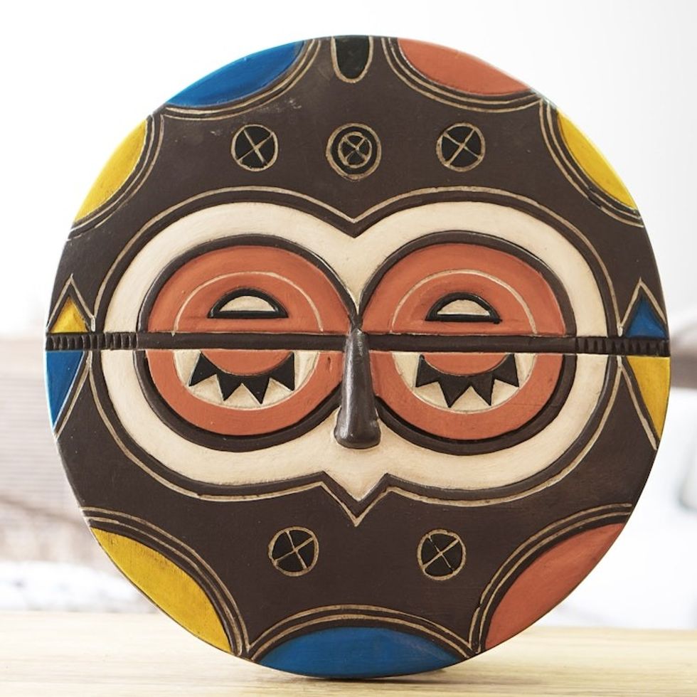 Artisan Crafted Colorful Teke-Tsaye African Mask 'Teke-Tsaye'