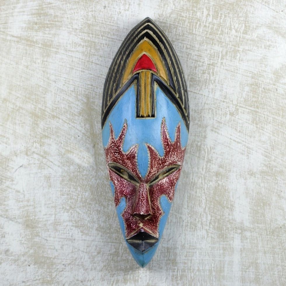 Multicolored African Wood Mask from Ghana 'True Beauty'