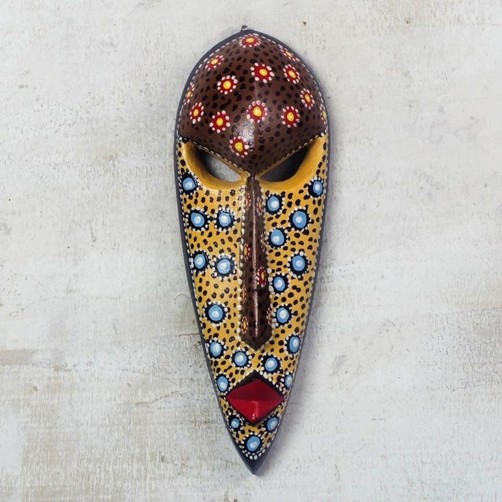 Artisan Crafted Painted African Mask from Ghana 'Color of Love'