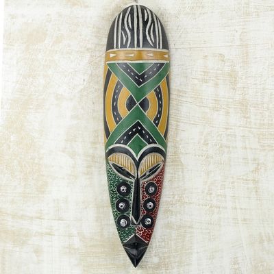 Alternate image for Artisan Crafted Original African Mask with Colorful Finish Koomli
