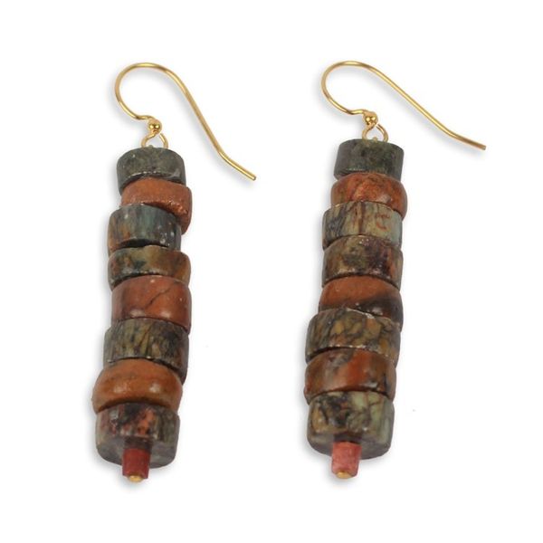 Alternate image for Hand Crafted Natural Soapstone Beaded Hook Earrings Aseda Ye