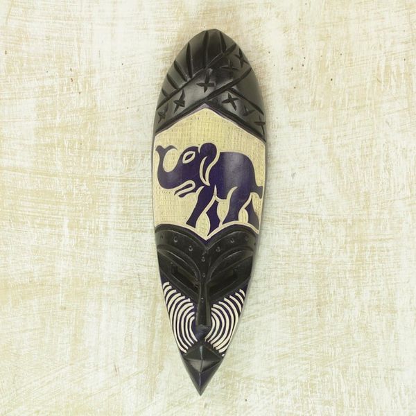 Alternate image for Handcrafted Sese Wood African Elephant Mask from Ghana Elephant Vibrations