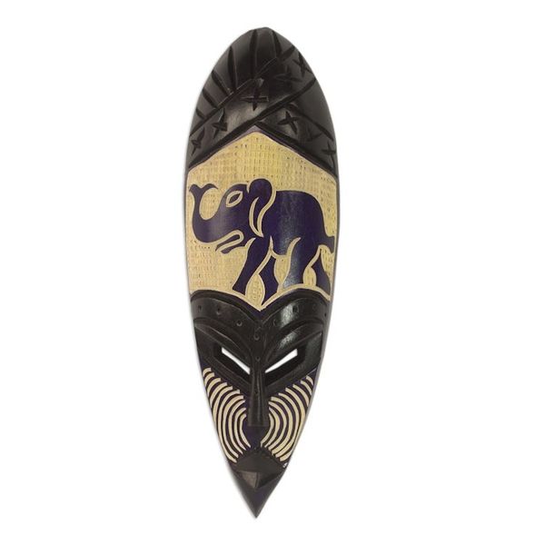 Alternate image for Handcrafted Sese Wood African Elephant Mask from Ghana Elephant Vibrations