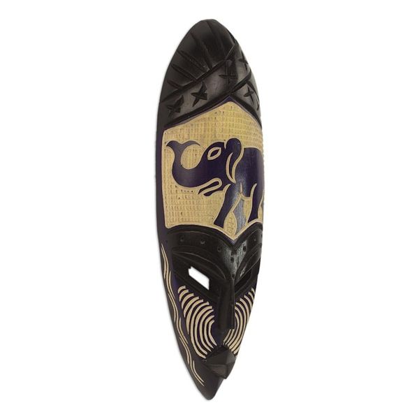 Alternate image for Handcrafted Sese Wood African Elephant Mask from Ghana Elephant Vibrations